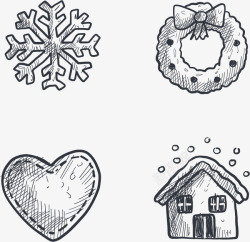 雪花绘画雪花素描圣诞节装饰图标高清图片