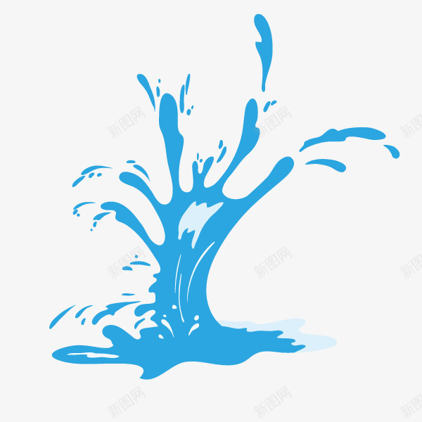 蓝色手绘飞溅水花瀑布图标png_新图网 https://ixintu.com 图标设计 手绘水花 水 水花 水花设计 溅水 装饰图案