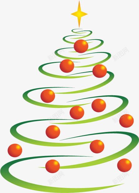 线条和圆球组成的圣诞树png免抠素材_新图网 https://ixintu.com 