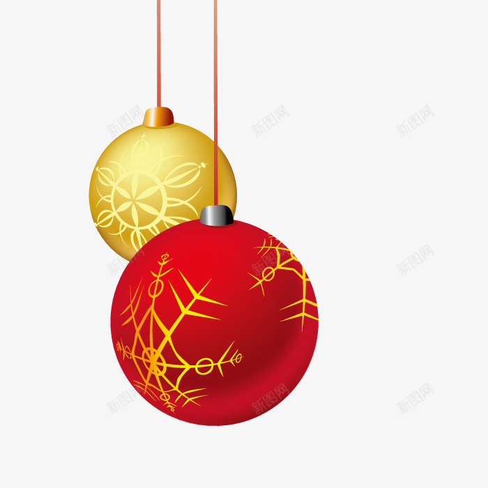悬挂小球png免抠素材_新图网 https://ixintu.com 圣诞节 手绘 挂饰 模型 装饰 饰品