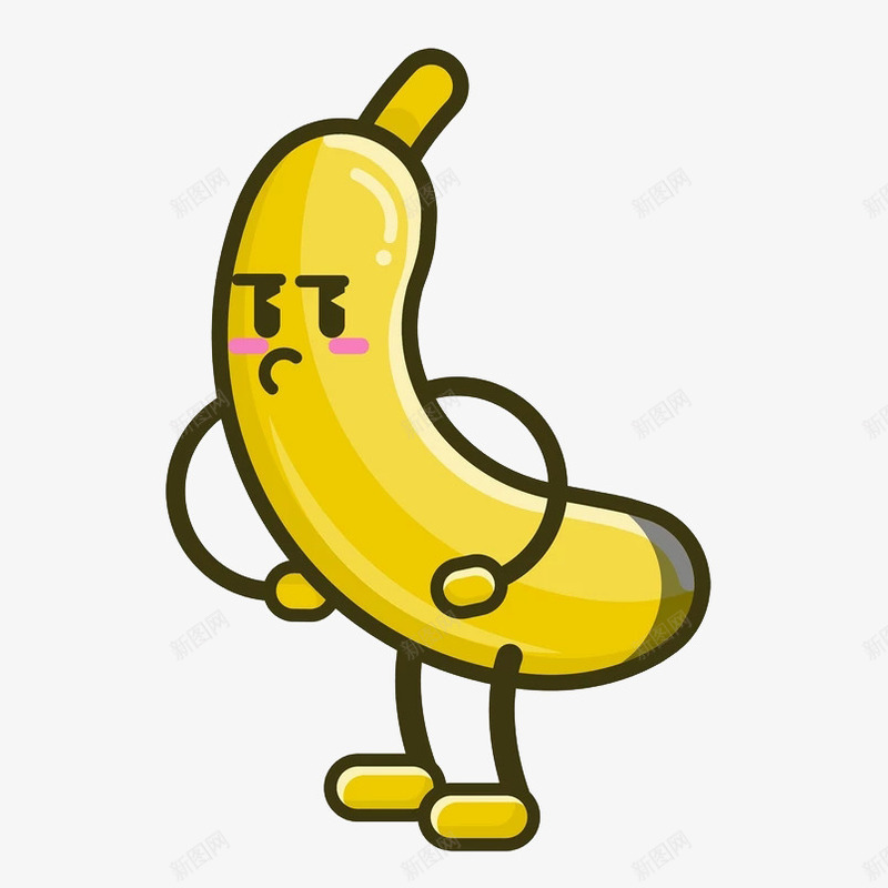 卡通黑色线条水果香蕉表情包png免抠素材_新图网 https://ixintu.com 卡通 水果 线条 表情包 香蕉 黑色