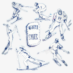 滑雪运动索契冬奥会滑雪赛事插画矢量图高清图片