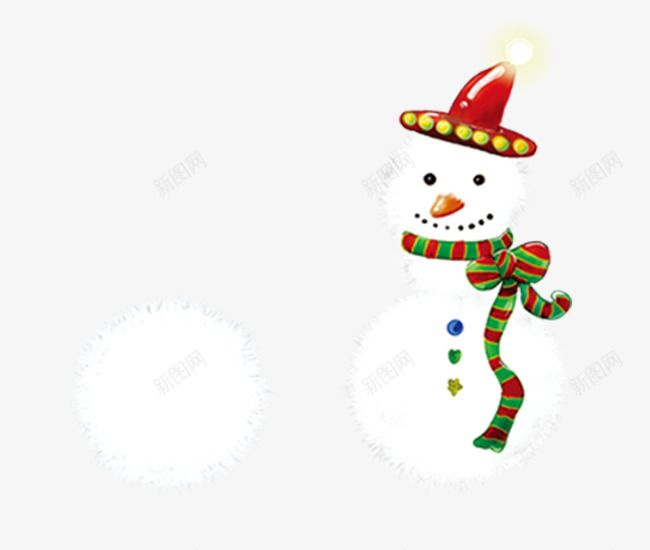 雪人和雪球png免抠素材_新图网 https://ixintu.com 围巾 圣诞元素 帽子 白色 雪人 雪球