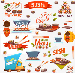 各种日本寿司宣传海报标志logo素材