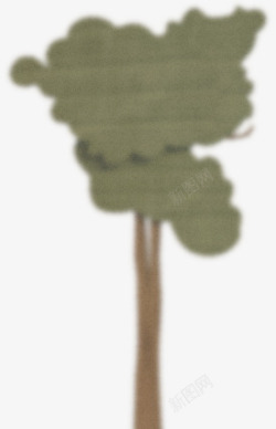 绿色卡通模糊大树素材