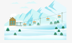 冬季雪山滑雪矢量图素材
