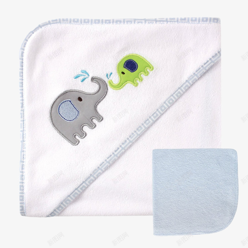 婴儿毛巾png免抠素材_新图网 https://ixintu.com 产品实物 小象图案 洗漱用品 灰色 生活用品 白色