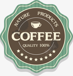 提神饮品圆形咖啡徽章矢量图高清图片