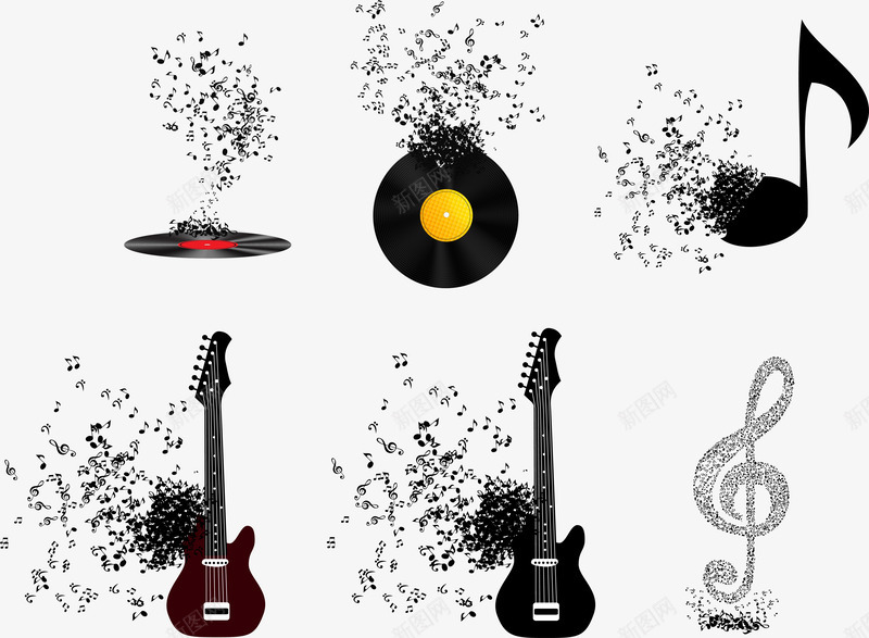 音乐元素png免抠素材_新图网 https://ixintu.com AI 卡通乐器 卡通吉他 唱片 娱乐 影音 生活百科 磁盘 音乐 音乐主题 音乐符号 飞舞