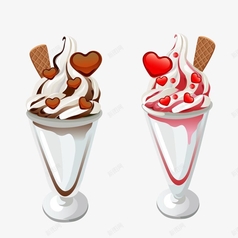 卡通巧克力草莓冰淇淋png免抠素材_新图网 https://ixintu.com 冰淇淋 婚礼装饰 巧克力冰淇淋 甜食 红色心形 草莓冰淇淋