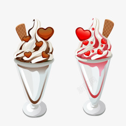 卡通巧克力草莓冰淇淋素材