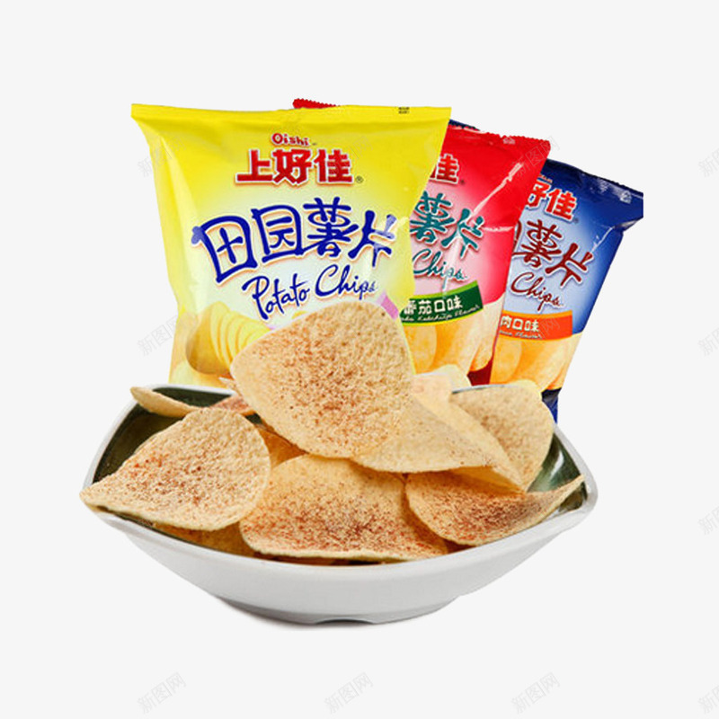 上好佳田园薯片三包png免抠素材_新图网 https://ixintu.com 上好佳 休闲零食 油炸食品 薯片