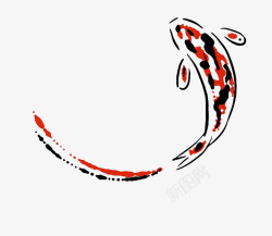 墨色斑点鱼手绘中国风水墨鲤鱼高清图片
