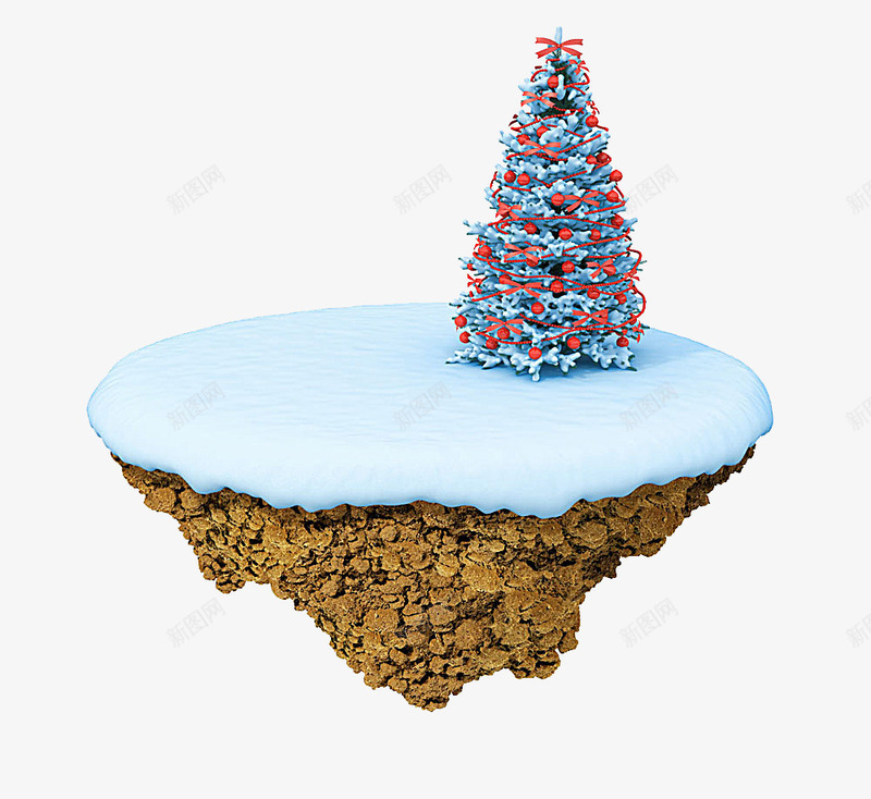 悬浮岛上的圣诞树png免抠素材_新图网 https://ixintu.com 其他风光 创意图片 图片素材 圣诞节 小岛 岛屿 自然景观 雪地 雪景