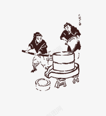 推磨png免抠素材_新图网 https://ixintu.com 剪影 加工 推磨 石墨 食品