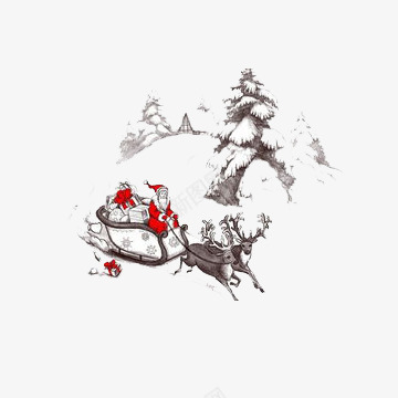 圣诞老人雪地行走png免抠素材_新图网 https://ixintu.com 圣诞老人 圣诞节 树 行走 送礼物 雪地 雪橇 鹿