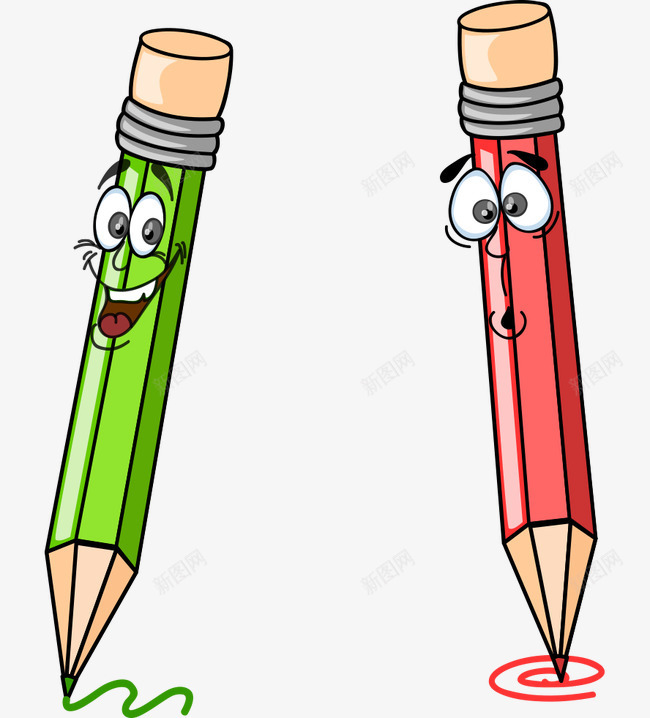 卡通文具表情开心铅笔png免抠素材_新图网 https://ixintu.com 卡通文具 表情 铅笔