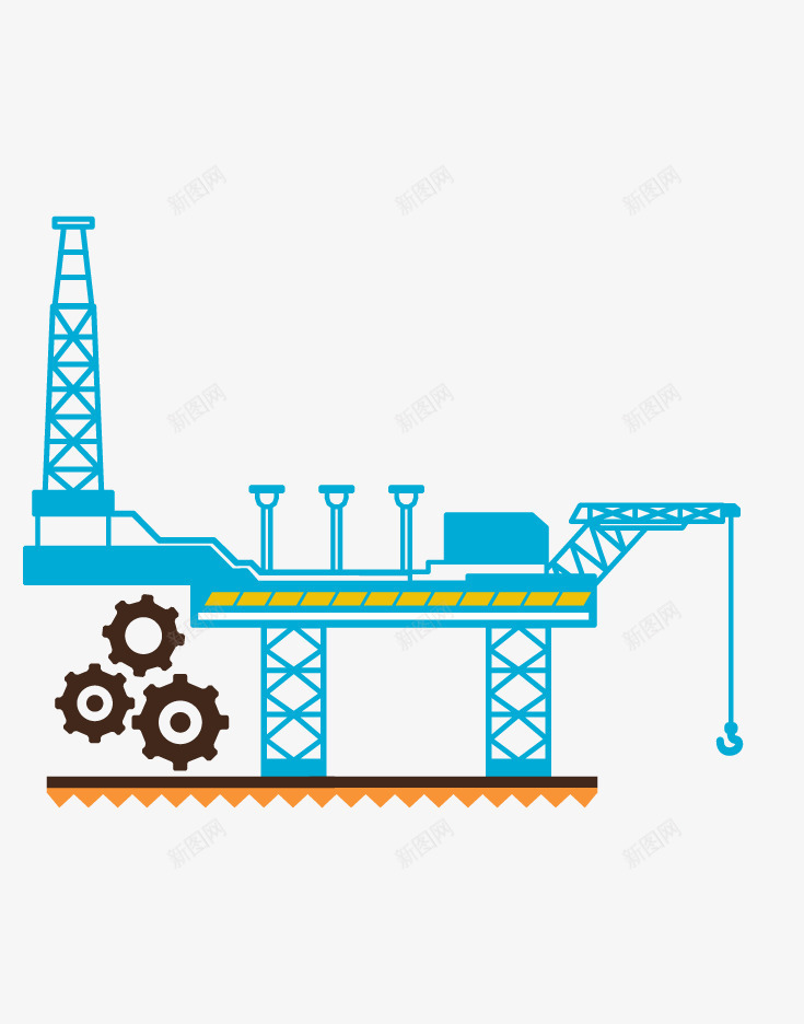 蓝色施工场地矢量图ai免抠素材_新图网 https://ixintu.com 施工场地 蓝色施工场地 齿轮 矢量图