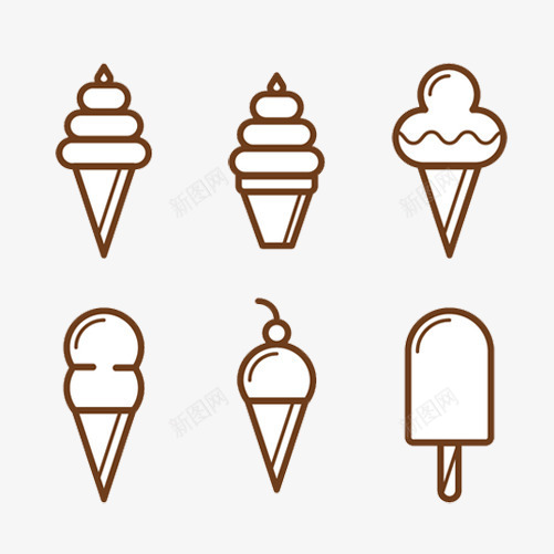 冰淇淋简笔画psd免抠素材_新图网 https://ixintu.com 儿童 冰淇淋 甜品 甜食 零食