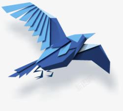 纸质蓝色飞翔的鸟素材