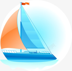 卡通蓝色帆船素材