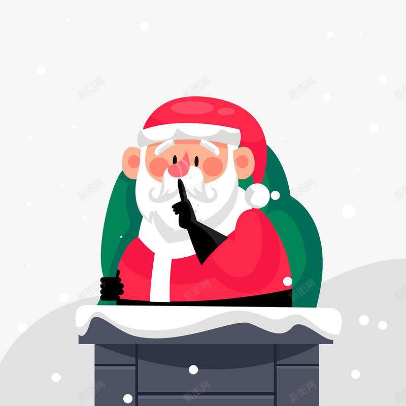 卡通钻烟囱的圣诞老人png免抠素材_新图网 https://ixintu.com 下雪 卡通圣诞老人 派发礼物的圣诞老人 烟囱 背景装饰