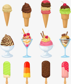 夏日甜点卡通冰激凌雪糕装饰图案矢量图高清图片