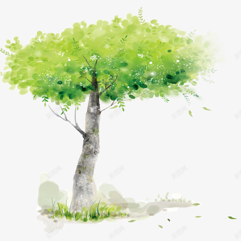 小树png免抠素材_新图网 https://ixintu.com 小树 涂鸦 灰色 绿色 色块