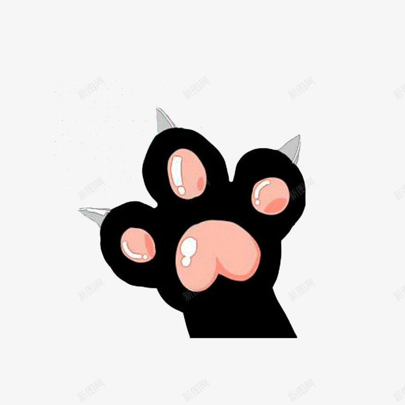 锋利肉肉的猫爪png免抠素材_新图网 https://ixintu.com 卡通猫爪 手绘猫爪 粉色黑色银色 锋利肉肉的猫爪
