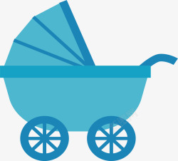 蓝色卡通的婴儿车矢量图素材