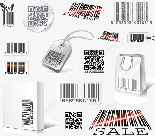 扫描标签二维码png免抠素材_新图网 https://ixintu.com 二维码 扫描标签 条形码