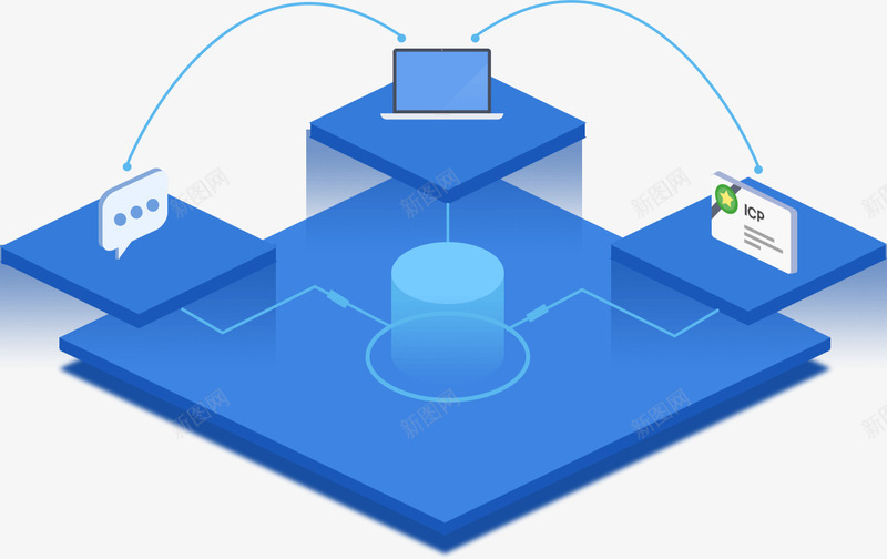 蓝色立体数码网络pptpng免抠素材_新图网 https://ixintu.com ppt设计 信息传输 数码科技 电脑 网络办公 联网