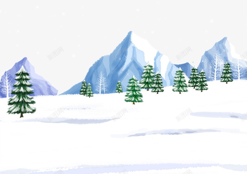 美丽的雪景png免抠素材_新图网 https://ixintu.com 山 松树 雪地 雪山索道 雪景 雪松