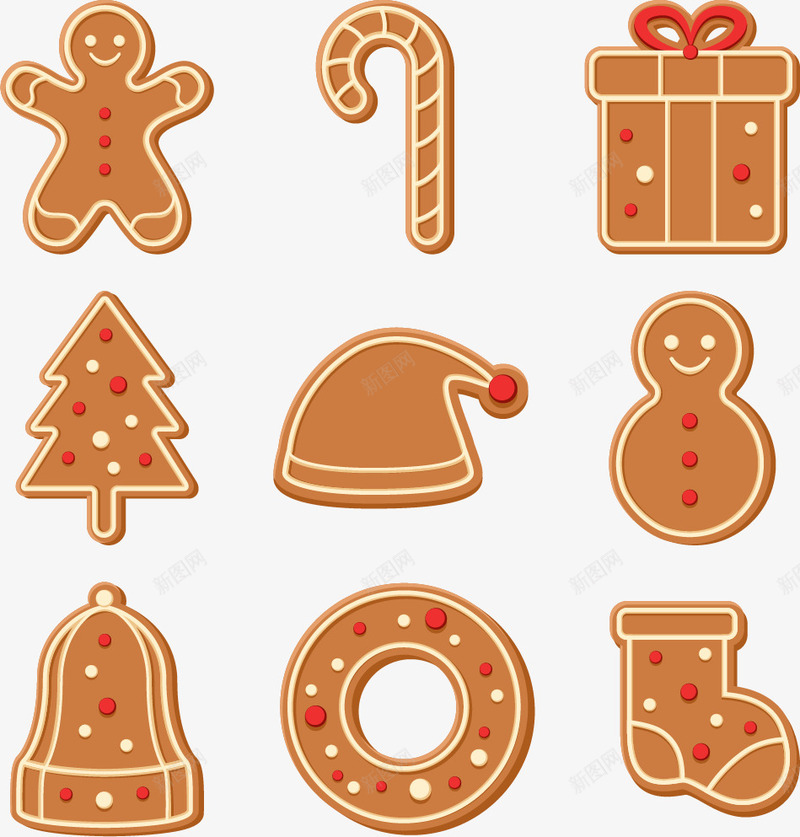 圣诞节饼干png免抠素材_新图网 https://ixintu.com 圣诞树饼干 扁平化 矢量素材 铃铛饼干 饼干圣诞节图片库 饼干小人