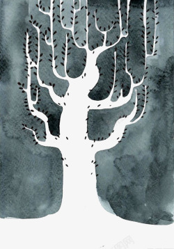 手绘抽象树木图案素材