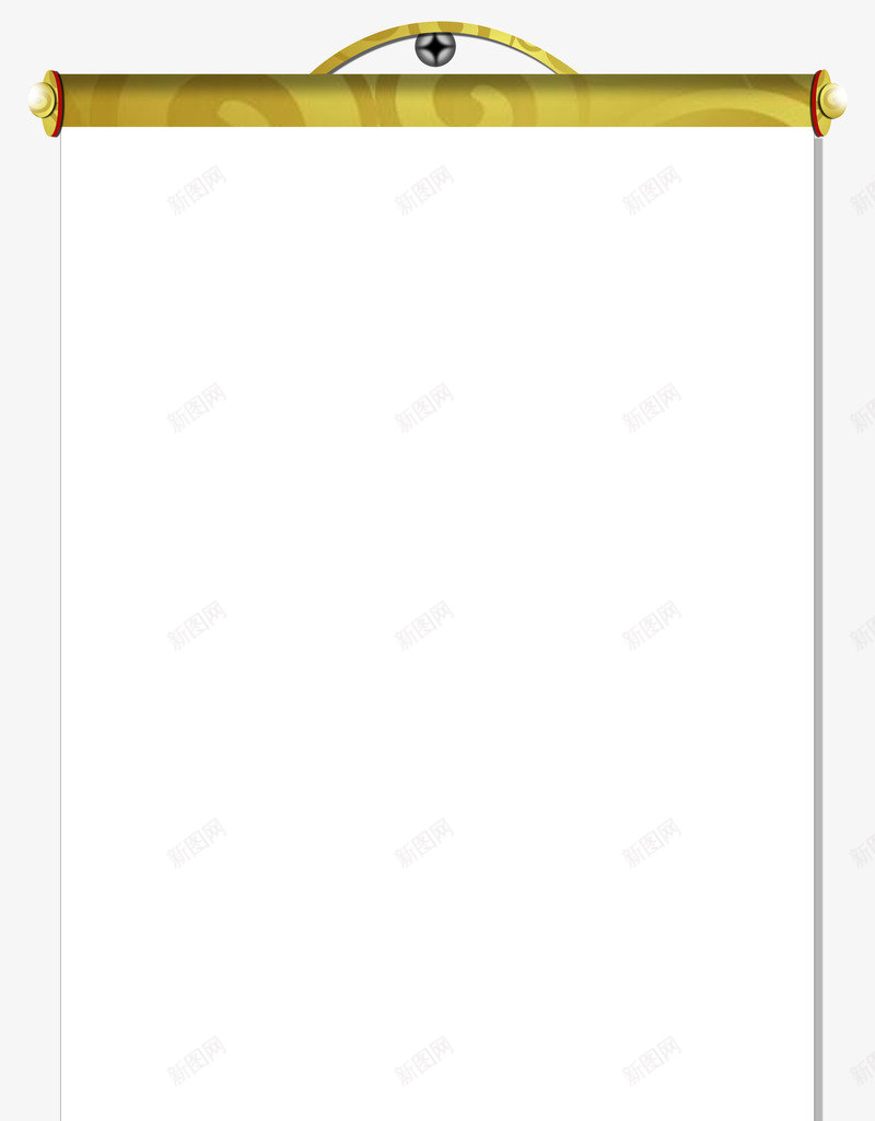 空白卷轴png免抠素材_新图网 https://ixintu.com 中国风 卷轴 挂画 空白 钉子 黄色