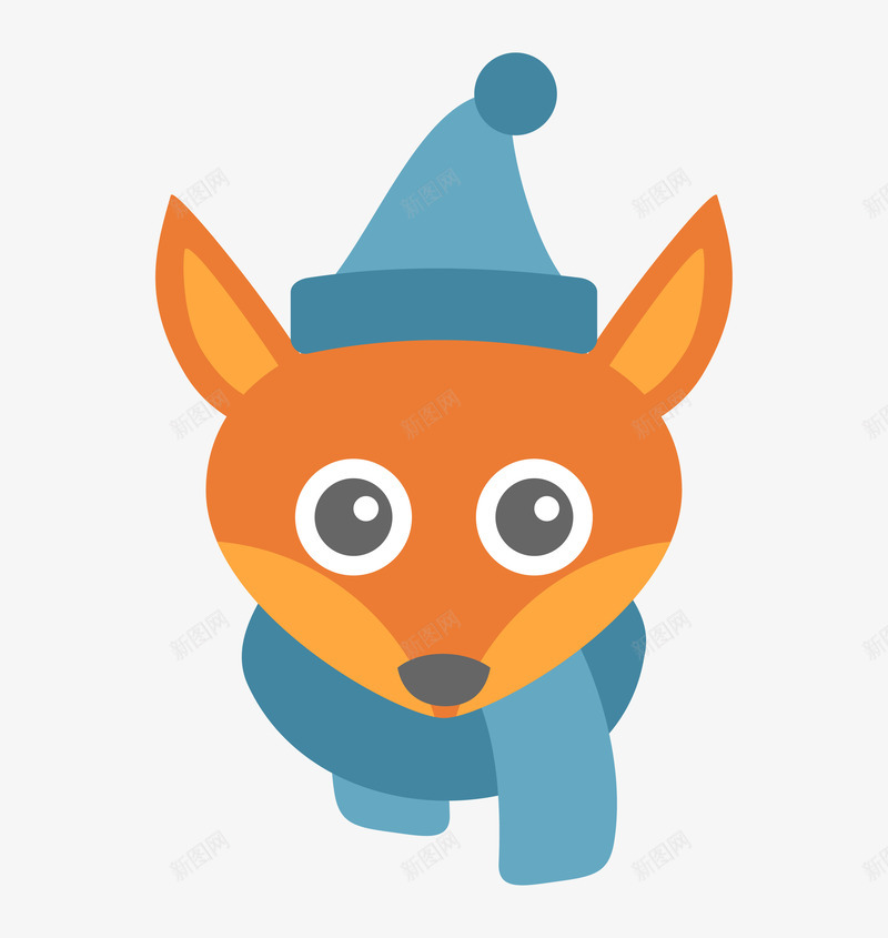 带着蓝色帽子的小狐狸png免抠素材_新图网 https://ixintu.com 冬季 动物 卡通手绘 围巾 小狐狸 帽子 装饰图