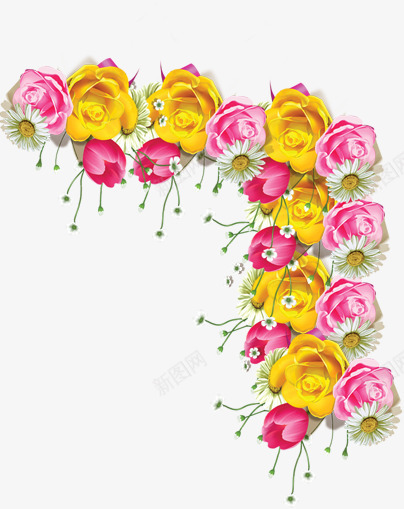 粉色黄色玫瑰花点缀png免抠素材_新图网 https://ixintu.com 点缀 玫瑰花 粉色 黄色