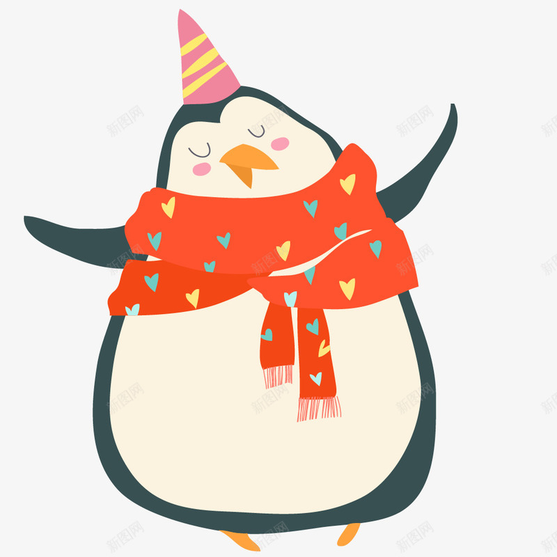 圣诞节开心的小企鹅png免抠素材_新图网 https://ixintu.com 免抠图 动物 围巾 圣诞节 小企鹅 帽子 效果图 装饰图 装饰画