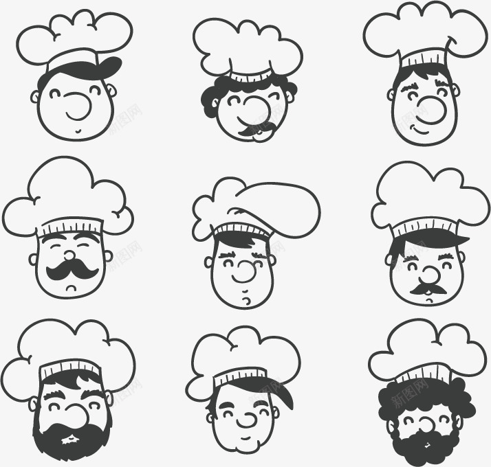 厨师帽插图png免抠素材_新图网 https://ixintu.com 人物 卡通 厨师帽 帽子