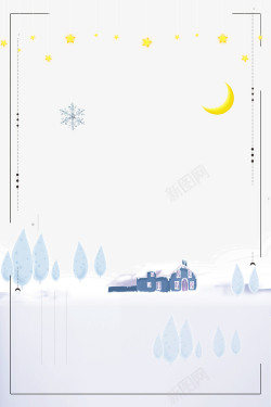 月亮边框雪天背景元素图高清图片