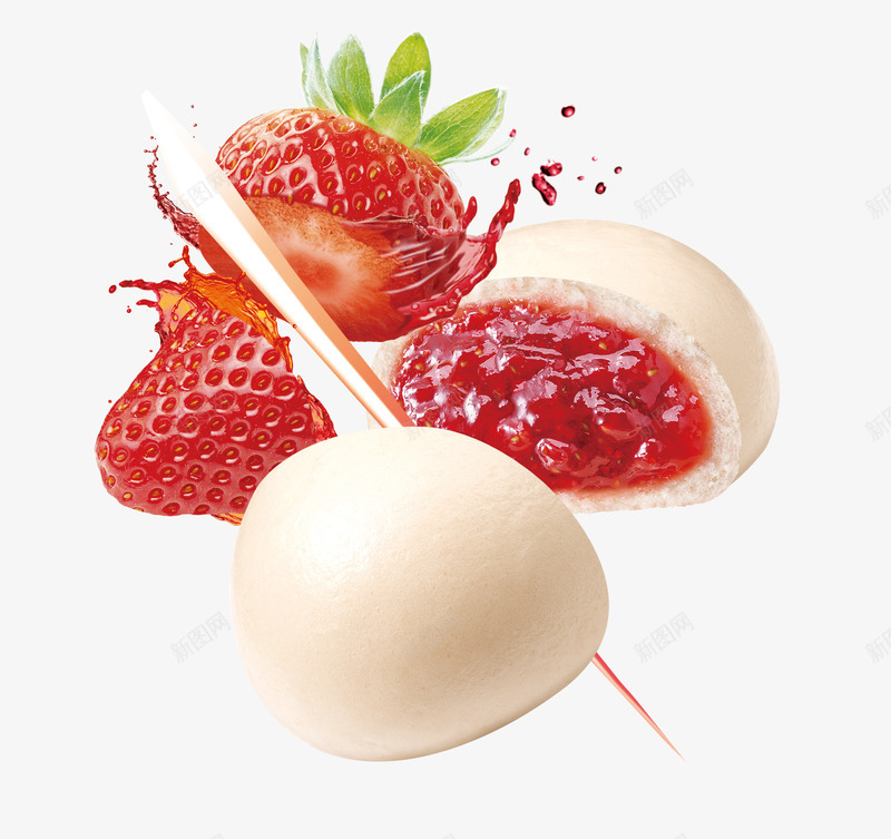 切水果psd免抠素材_新图网 https://ixintu.com 切水果 包子 草莓 草莓酱