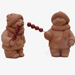 中国风雕塑泥塑吃糖葫芦的孩童高清图片