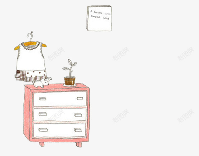 房间内的粉色柜子png免抠素材_新图网 https://ixintu.com 女孩的梦想小屋 手绘 插画 服饰 盆栽