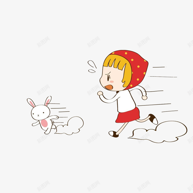 奔跑的小女孩和小兔子psd免抠素材_新图网 https://ixintu.com 卡通小女孩 奔跑 小兔子 快速跑 跑着的人