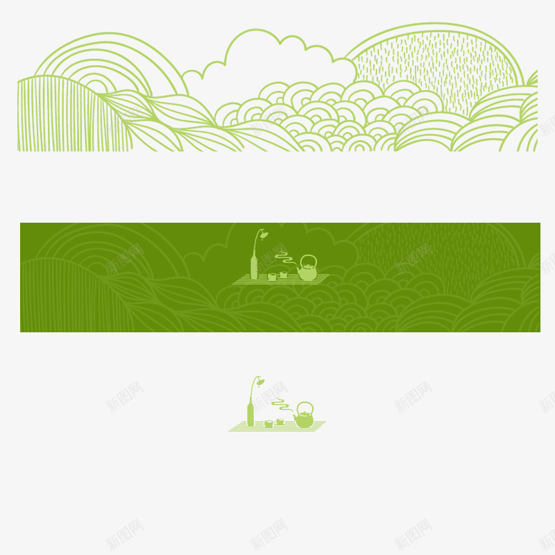 绿色茶具png免抠素材_新图网 https://ixintu.com 中国风纹理 手绘茶具 插画茶具 春天 茶类导航