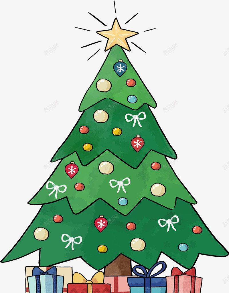 卡通手绘的圣诞树矢量图ai免抠素材_新图网 https://ixintu.com 可爱圣诞树 圣诞树 圣诞节 手绘圣诞树 矢量png 礼物堆 矢量图