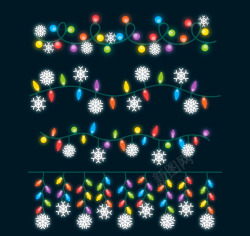 彩灯串免费素材4款创意雪花节日彩灯串矢量图高清图片