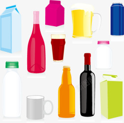 饮料盒瓶子和杯子瓶子纸盒高清图片