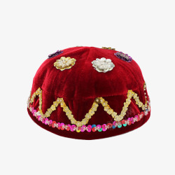 亮片帽子新疆维吾尔族花帽高清图片